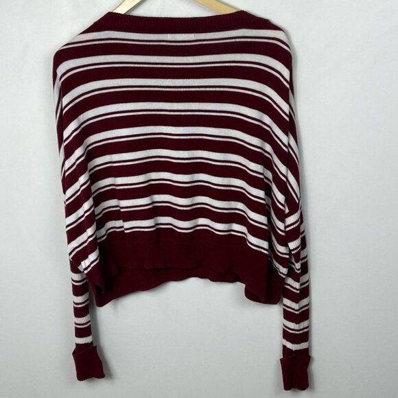 Wearing Heart On Your Sleeve Striped Raglan Sweater Red Size Medium Long Sleeves - Picture 5 of 9